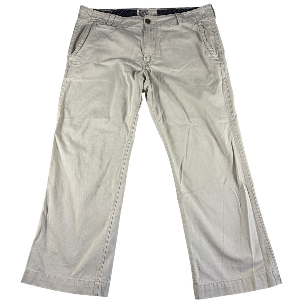 American Eagle Khaki Pant Mens 40x30 Tan Straight Workwear Y2k Baggy Classic Fit